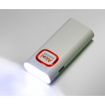 Зарядное устройство с ультраярким LED-фонариком и подсветкой логотипа, 4400 mAh, белый с бирюзовым