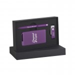 Набор ручка + флеш-карта 8Гб + зарядное устройство 4000 mAh в футляре, покрытие soft touch, фиолетовый