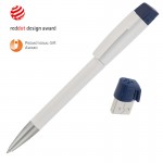 Ручка с флеш-картой USB 8GB «TURNUS M», белый с темно-синим