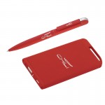 Набор ручка + зарядное устройство 4000 mAh в футляре, голубой, покрытие soft touch#, красный