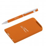 Набор ручка + зарядное устройство 4000 mAh в футляре, покрытие soft touch, оранжевый
