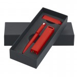 Набор ручка + флеш-карта 8Гб + зарядное устройство 2800 mAh в футляре, покрытие soft touch, красный