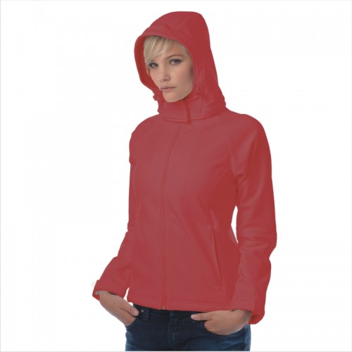 Куртка женская с капюшоном Hooded Softshell/women, красный