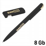 Набор ручка + флеш-карта 8 Гб в футляре, покрытие soft touch, черный с золотом