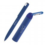 Набор ручка + зарядное устройство 2800 mAh в футляре, покрытие soft touch, темно-синий