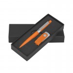 Набор ручка + флеш-карта 8 Гб в футляре, черный/желтый, покрытие soft touch #, оранжевый