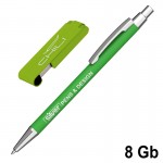 Набор ручка + флеш-карта 8 Гб в футляре, покрытие soft touch, зеленое яблоко