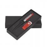 Набор ручка + флеш-карта 16 Гб в футляре, покрытие soft touch, красный с черным