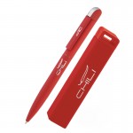 Набор ручка + зарядное устройство 2800 mAh в футляре покрытие soft touch, красный