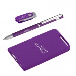 Набор ручка + флеш-карта 8Гб + зарядное устройство 4000 mAh в футляре, soft touch, фиолетовый