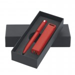 Набор ручка + зарядное устройство 2800 mAh в футляре покрытие soft touch, красный