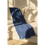 Плед вафельный Elenglect, темно-синий