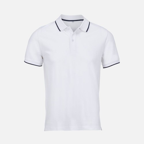 Рубашка поло унисекс Palermo, белая с темно-синим