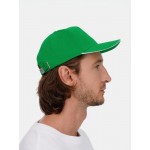 Бейсболка Classic 2.0, ярко-зеленая с белым кантом