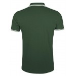 Рубашка поло мужская PASADENA MEN 200 с контрастной отделкой, зеленая с белым