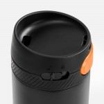 Термостакан X1 с цветной кнопкой, черный с оранжевым