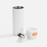 Термостакан X1 с цветной кнопкой, белый с оранжевым