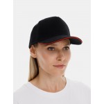 Бейсболка Classic 2.0, черная с красным кантом