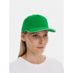 Бейсболка Classic 2.0, ярко-зеленая с белым кантом