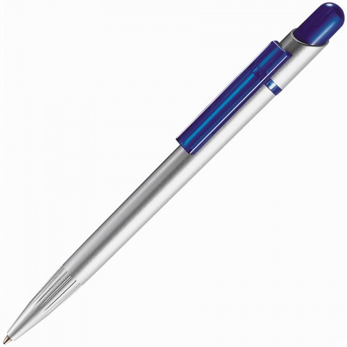 MIR SAT, ручка шариковая, прозрачный синий/серебристый, пластик, синий, серебристый