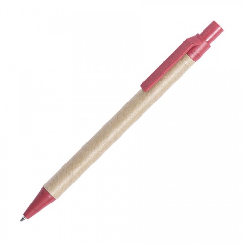 Ручка шариковая DESOK, красный, переработанный картон, пшеничная солома, ABS пластик, 13,7 см