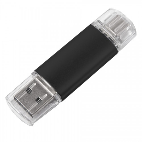 USB flash-карта ASSORTI OTG Type-C (8Гб), черная, 6,3х1,7х0,8 см, металл, черный