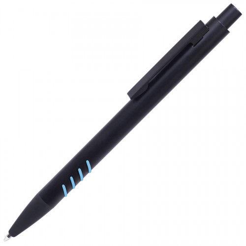 TATTOO, ручка шариковая, черный с голубыми вставками grip, металл, черный, голубой