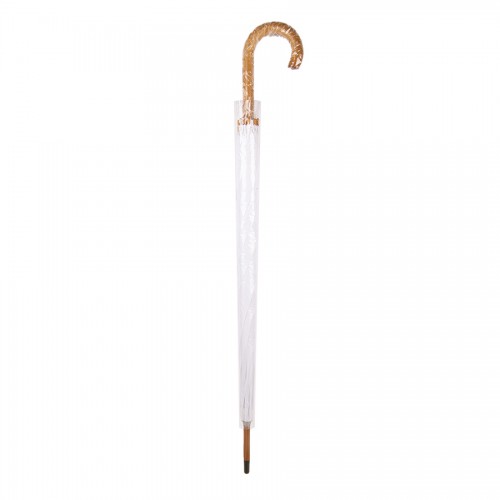 Зонт-трость с деревянной ручкой, полуавтомат, белый