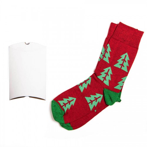 Подарочный набор  'Елки', упаковка, прищепка с шильдом, календарь 2019, носки тематические, красный