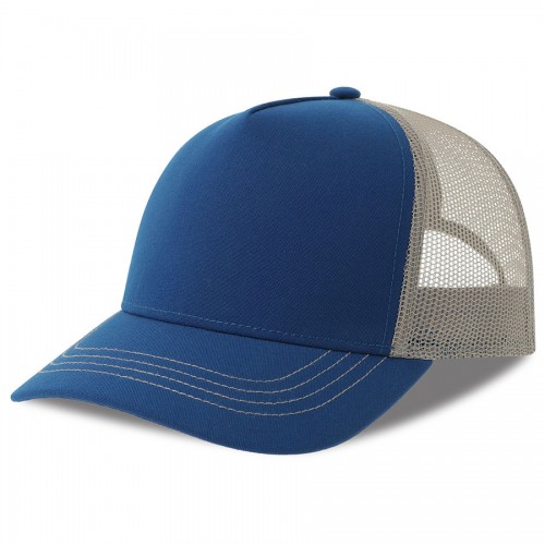 Бейсболка RAPPER CANVAS-S, 5 клиньев, пластиковая застёжка, ярко-синий, серый