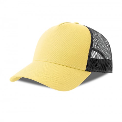 Бейсболка RAPPER COTTON-S, 5 клиньев, пластиковая застёжка, светло-желтый, чёрный