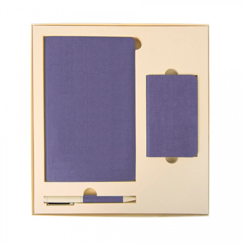 Набор подарочный PROVENCE: универсальное зарядное устройство (4000мАh), блокнот и ручка, фиолетовый, бежевый