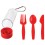 Набор 'Pocket':ложка,вилка,нож в футляре с карабином, красный