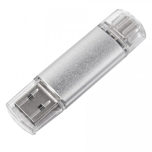 USB flash-карта ASSORTI OTG Type-C (16Гб), серебристая, 6,3х1,7х0,8 см, металл, серебристый