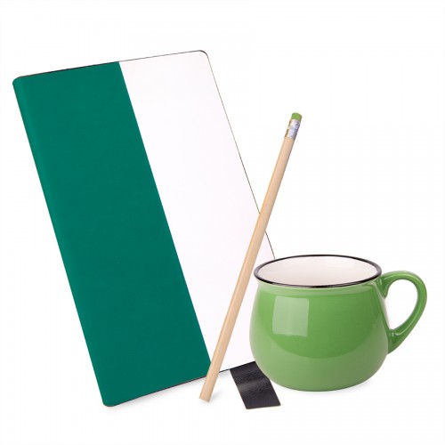 Подарочный набор LAST SUMMER: бизнес-блокнот, кружка, карандаш чернографитный, зеленый, белый, зеленый