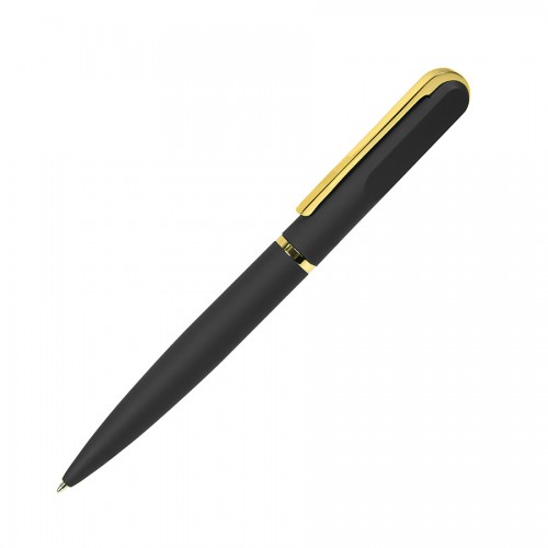 Ручка шариковая FARO, покрытие soft touch, черный, золотистый