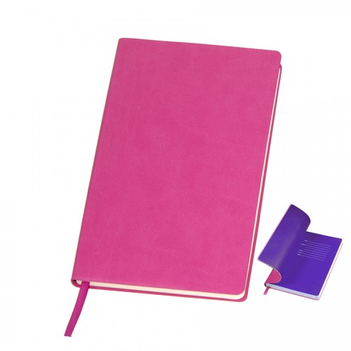 Бизнес-блокнот 'Funky' А5, розовый с фиолетовым  форзацем,  мягкая обложка, в линейку, розовый, фиолетовый