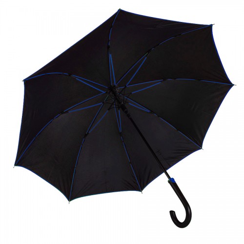 Зонт-трость BACK TO BLACK, полуавтомат, черный, синий