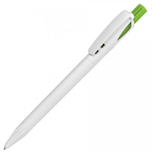 Ручка шариковая TWIN WHITE, белый/зеленое яблоко, пластик, белый, зеленое яблоко