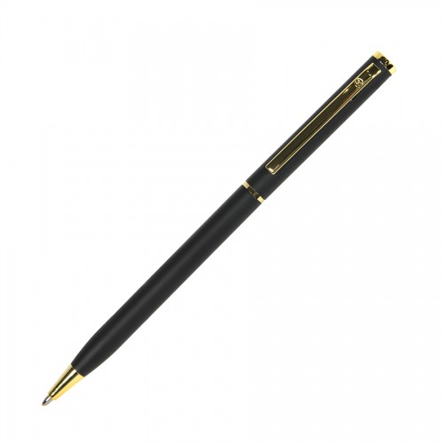 SLIM, ручка шариковая, чёрный/золотистый, металл, черный, золотистый