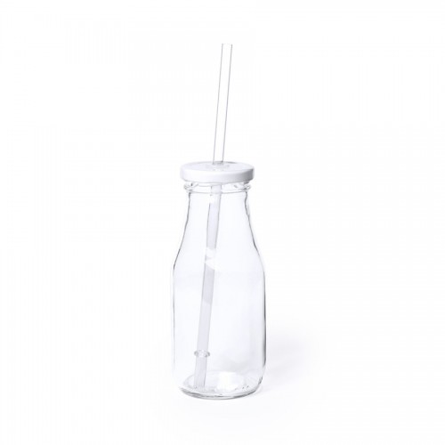 Бутылка ABALON с трубочкой, 320 мл, прозрачный белый