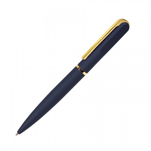 Ручка шариковая FARO, покрытие soft touch, синий, золотистый