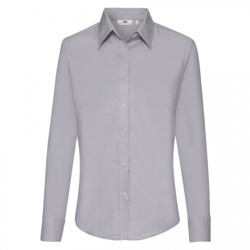 Рубашка 'Lady-Fit Long Sleeve Oxford Shirt', серый