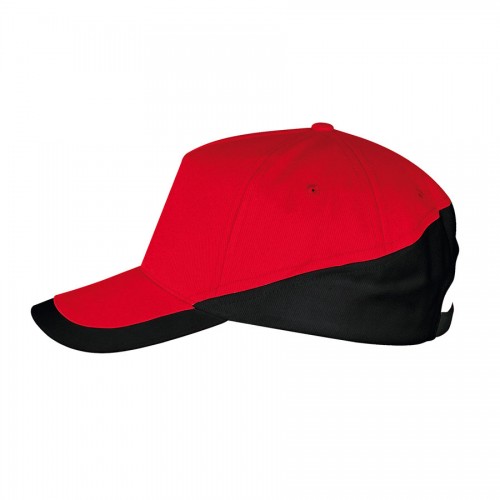 Бейсболка 'BOOSTER', 5 клиньев, металлическая застежка, красный/черный, 100% хлопок, 260г/м2, красный, черный