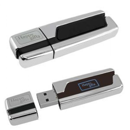 USB flash-память с подсвечивающимся логотипом (4Gb), серебристый, черный