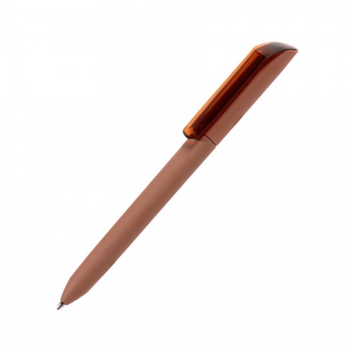 Ручка шариковая FLOW PURE,коричневый корпус/прозрачный клип, покрытие soft touch, пластик