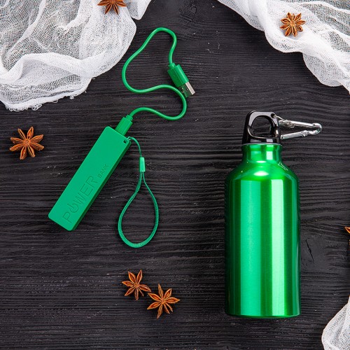 Набор подарочный ENERGYHINT: зарядное устройство, бутылка, зеленый