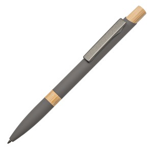 Ручка шариковая FRESCO  серый/темно-серый, металл, пластик, ,бамбук, софт-покрытие, серый, темно-серый