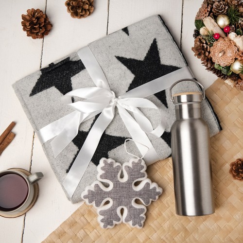 Подарочный набор STARNIGHT: шарф, бутылка для воды, украшение новогоднее, серый