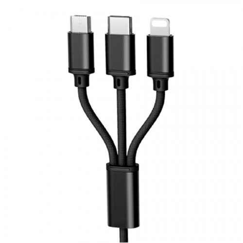 Провод зарядный 3-в-1 CONNEQ: Micro USB, Lighting, Type C, длина 1 метр, в коробке, черный